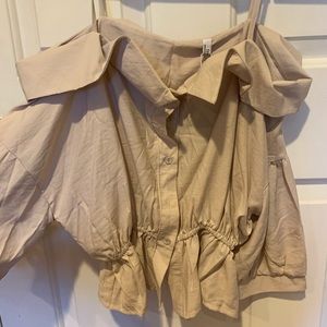 cream off shoulder blouse